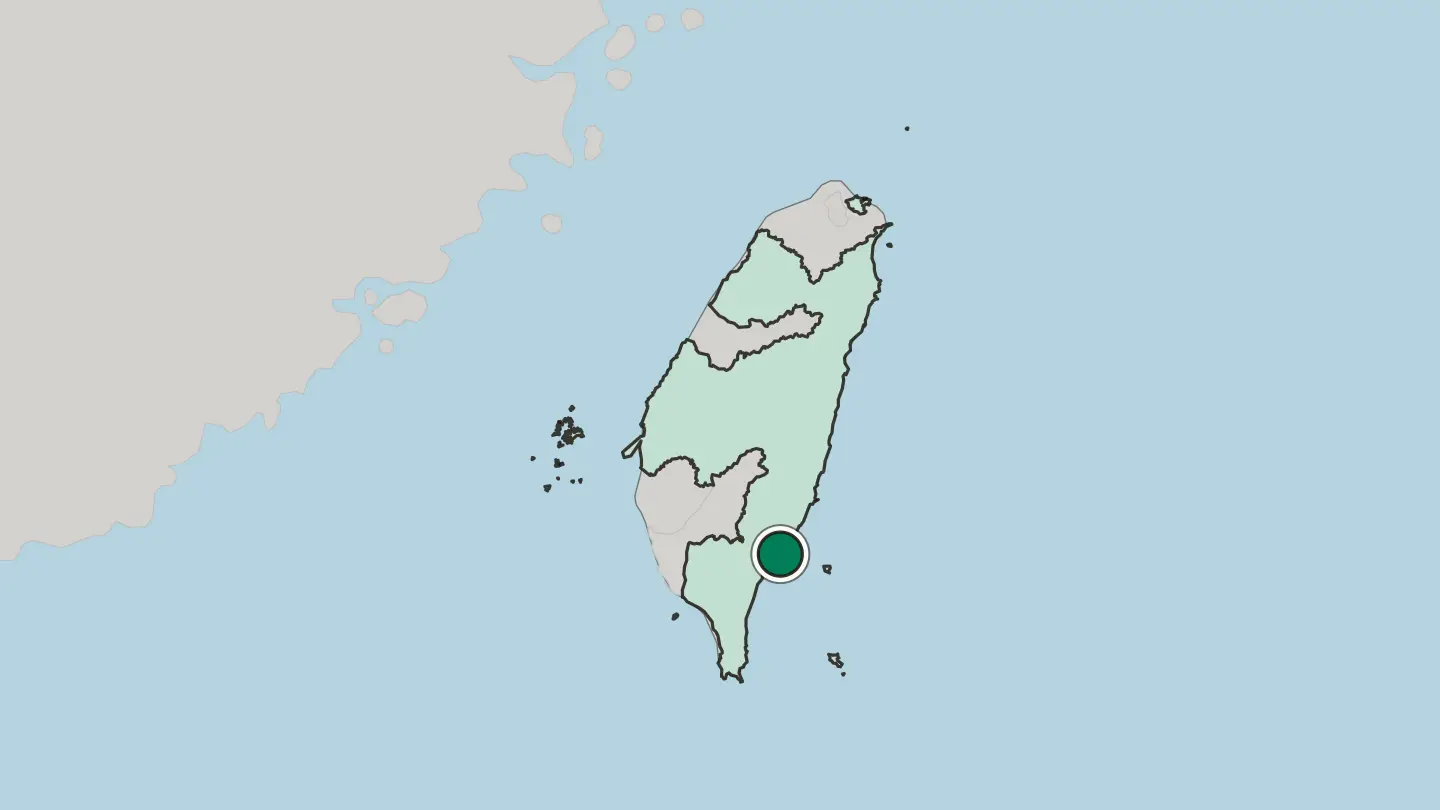 Map of Taitung in Taiwan