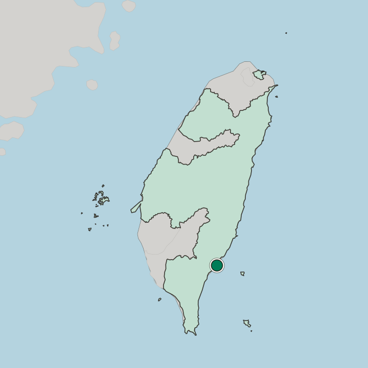 Map showing Taitung — In Taiwan