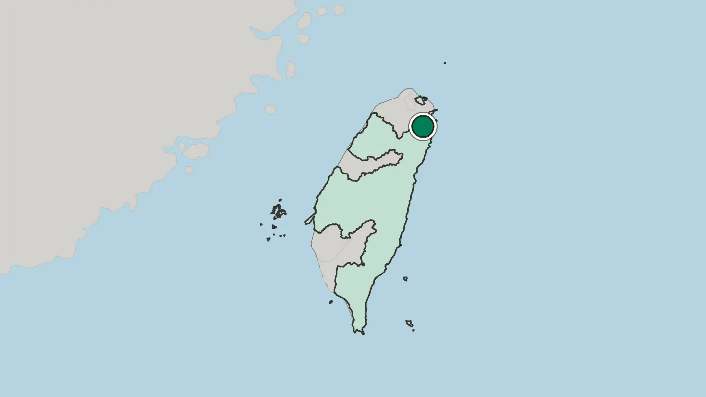 Map of Yilan in Taiwan
