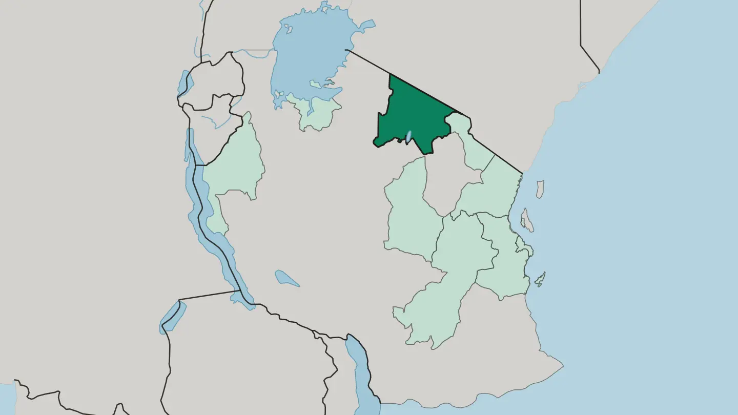 Map of Arusha Region in Tanzania