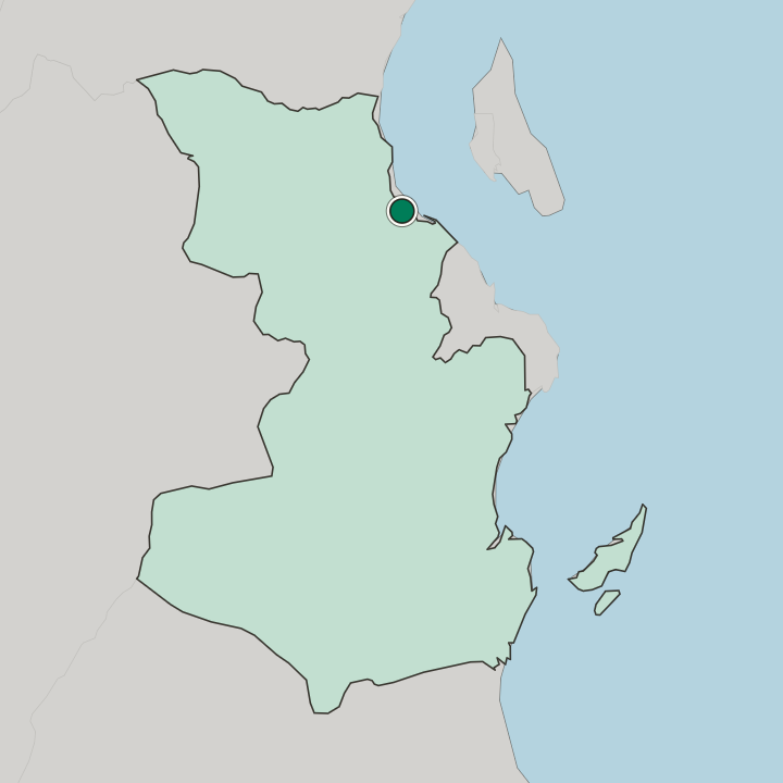 Map showing Bagamoyo — In Coast Region