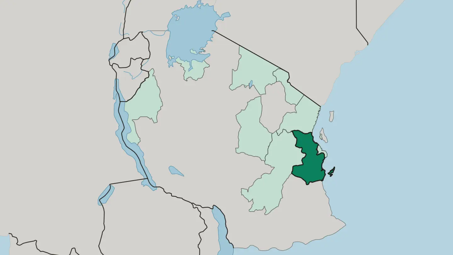 Map of Coast Region in Tanzania