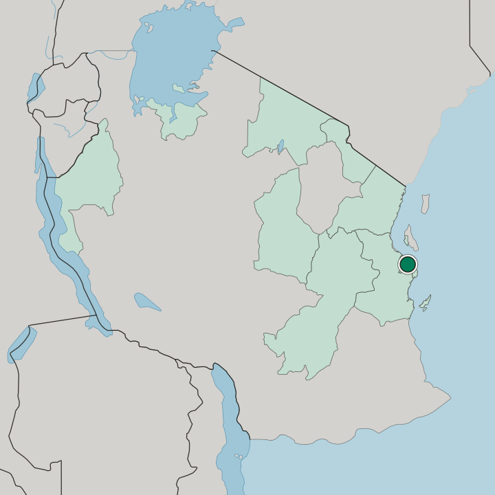 Map showing Dar es Salaam — In Tanzania