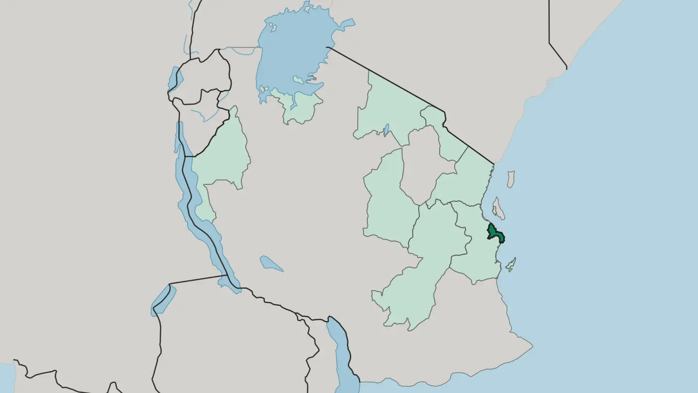 Map of Dar es Salaam Region in Tanzania