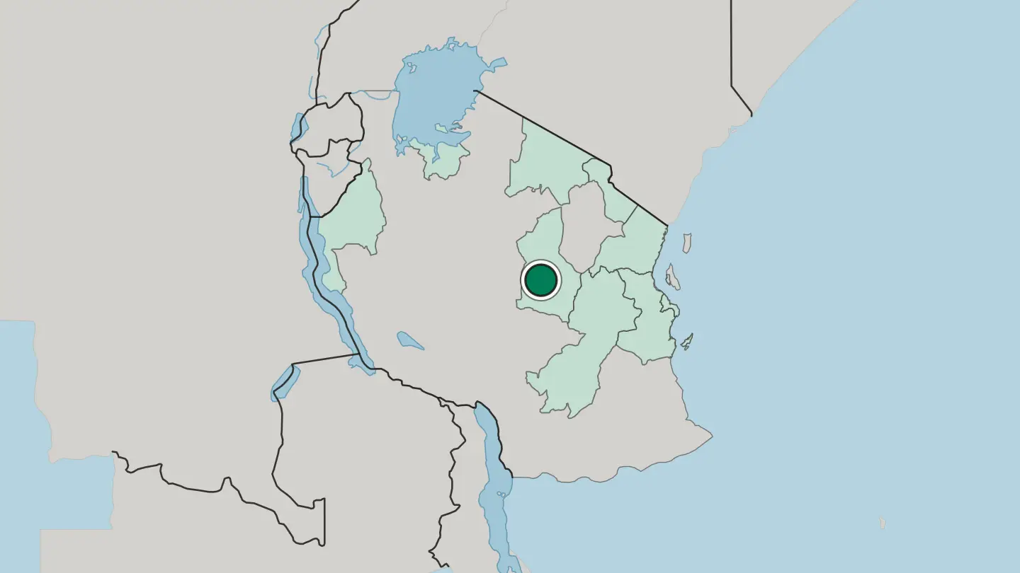 Map of Dodoma in Tanzania