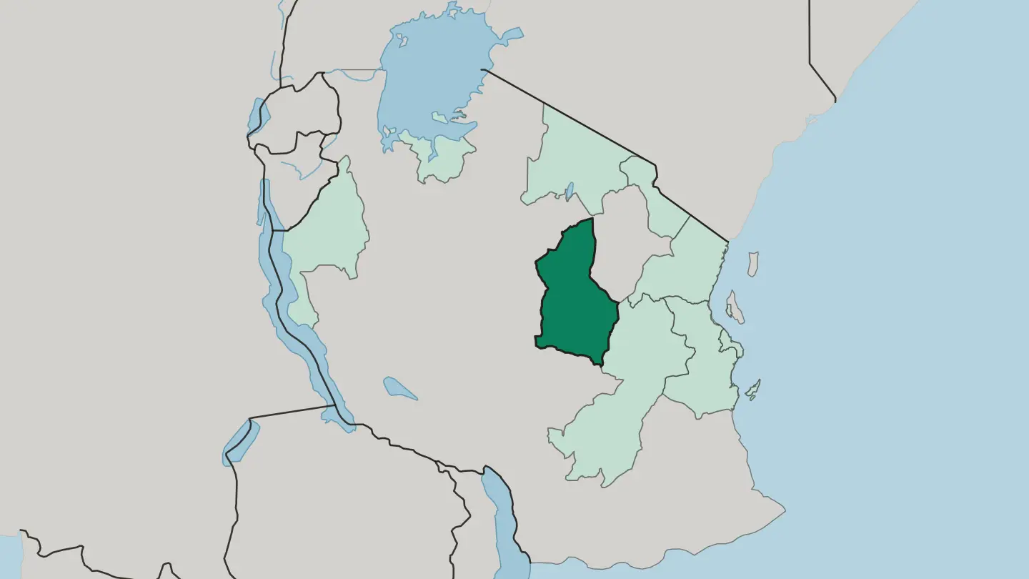 Map of Dodoma Region in Tanzania