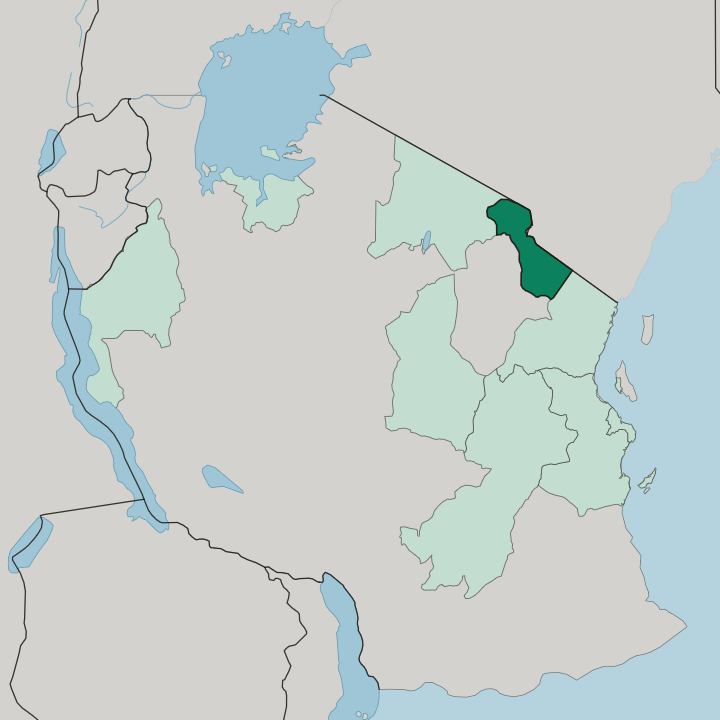 Map showing Kilimanjaro Region — In Tanzania