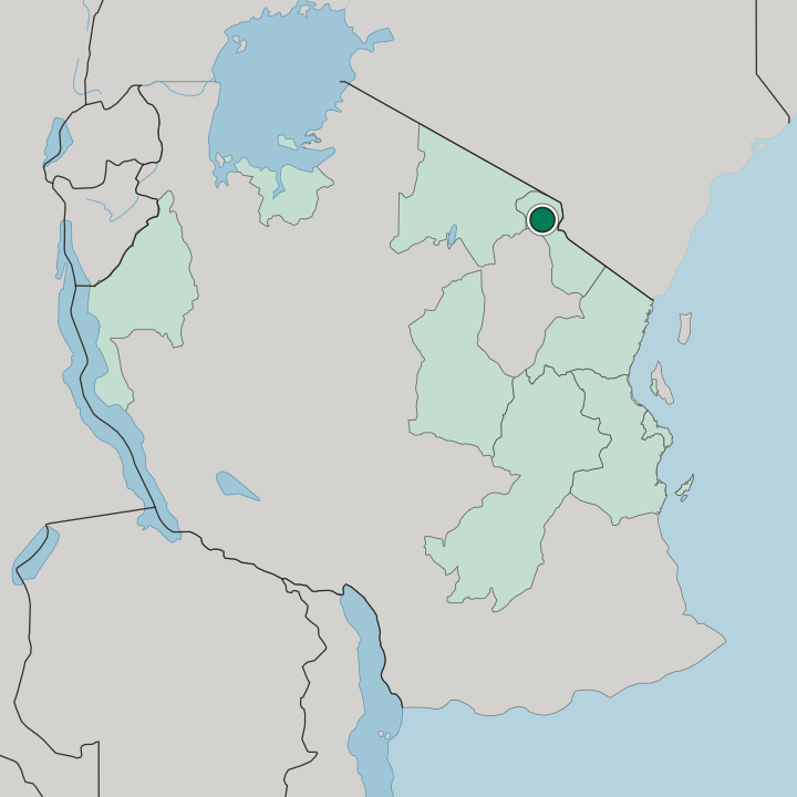 Map showing Moshi — In Tanzania