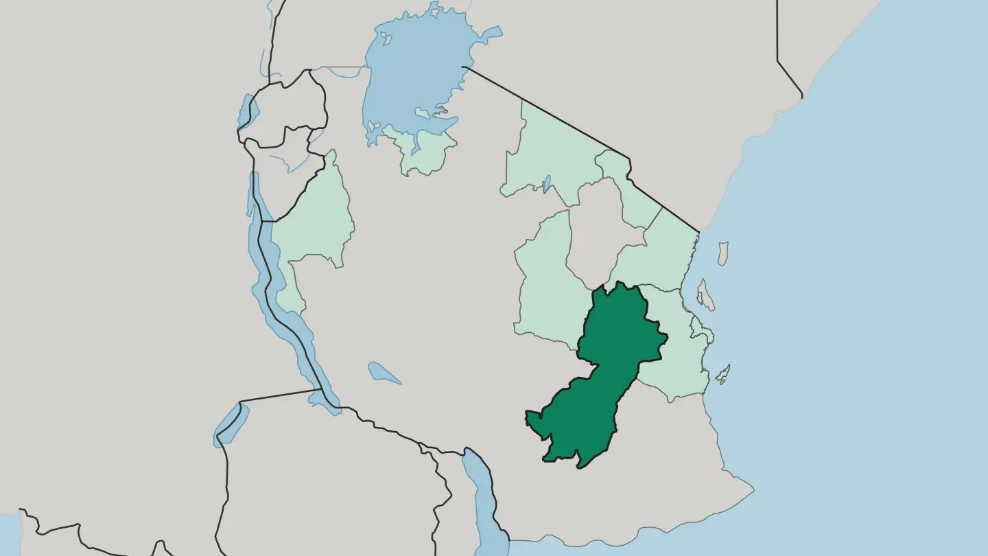 Map of Morogoro Region in Tanzania