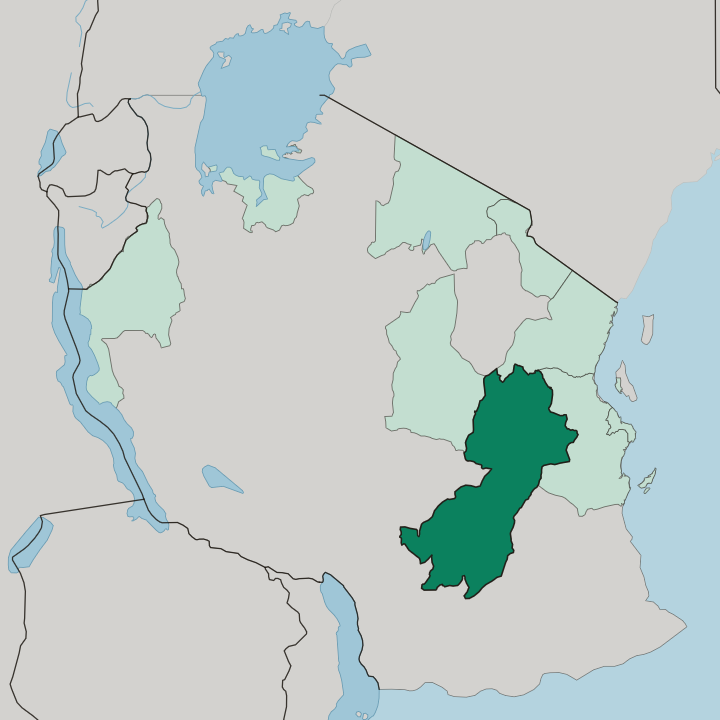 Map showing Morogoro Region — In Tanzania