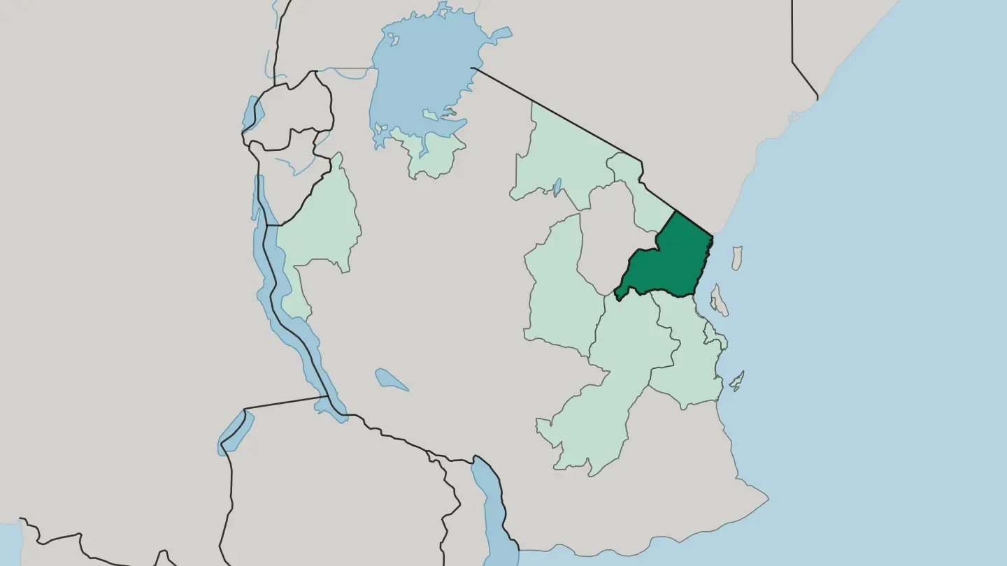 Map of Tanga Region in Tanzania