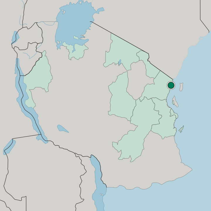 Map showing Tanga — In Tanzania