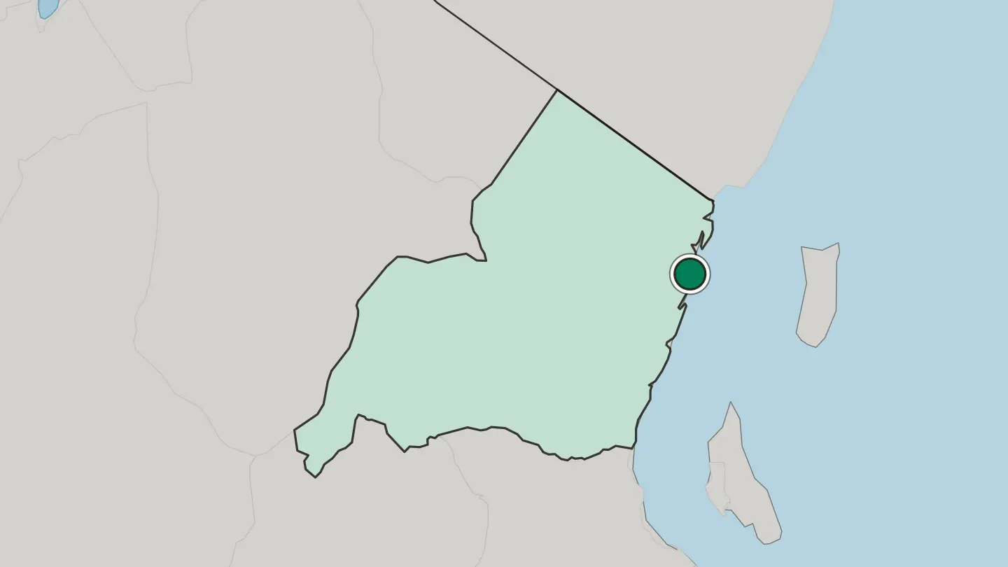 Map of Tanga in Tanzania