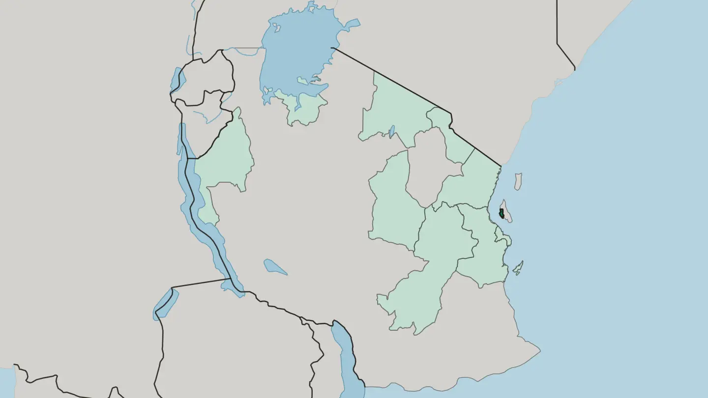 Map of Zanzibar Urban/West Region in Tanzania