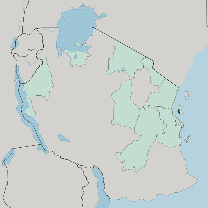 Map showing Zanzibar Urban/West Region — In Tanzania