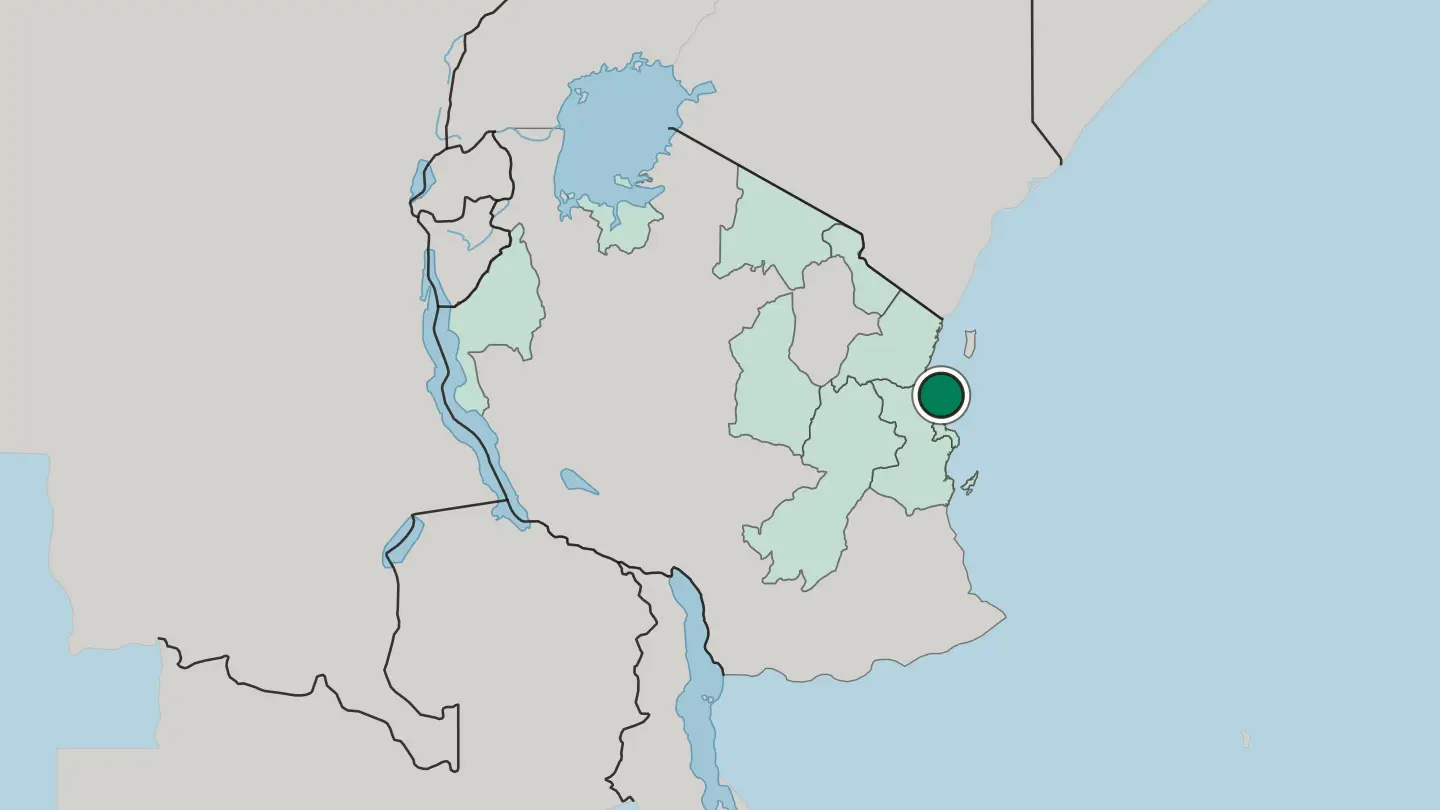 Map of Zanzibar in Tanzania