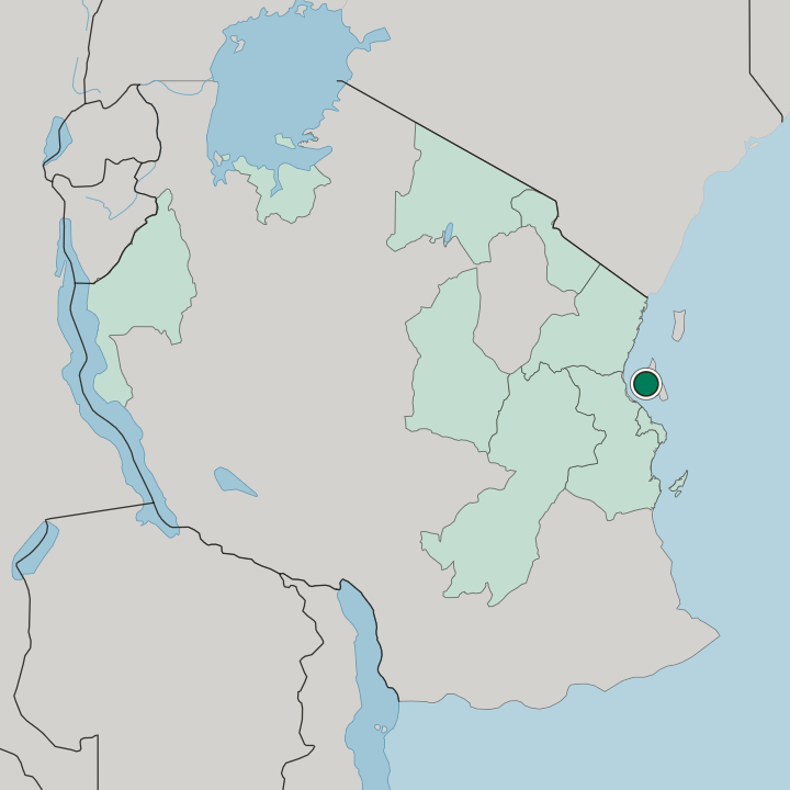 Map showing Stone Town — In Tanzania