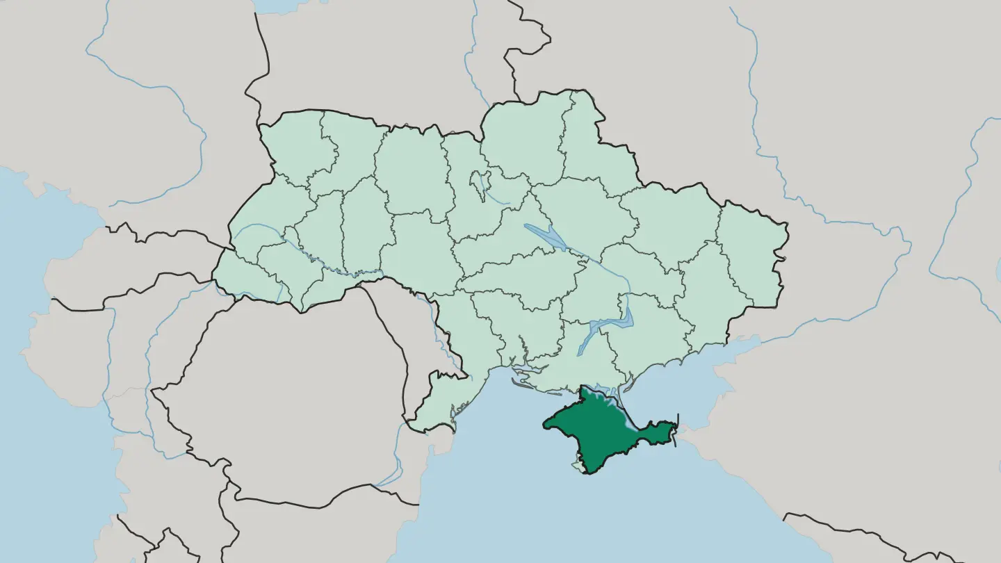 Map of Autonomous Republic of Crimea in Ukraine
