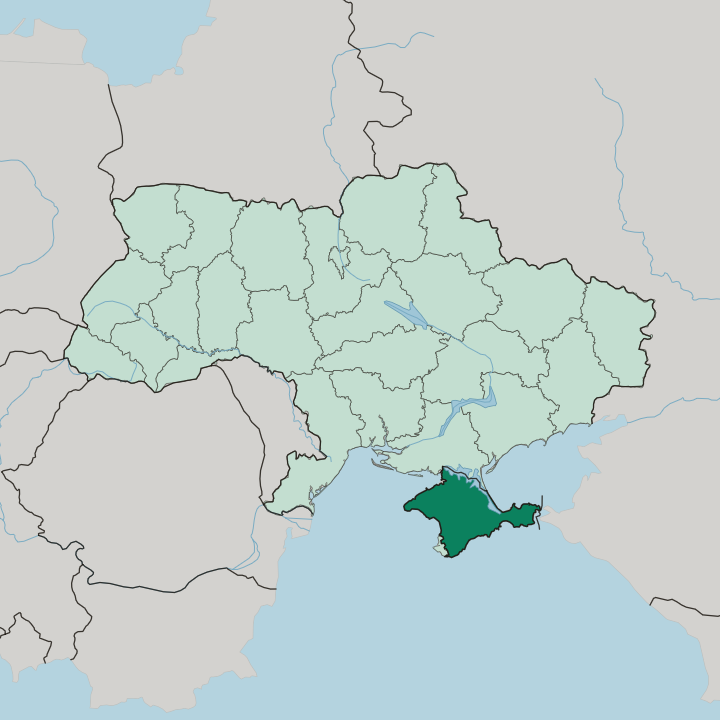 Map showing Autonomous Republic of Crimea — In Ukraine