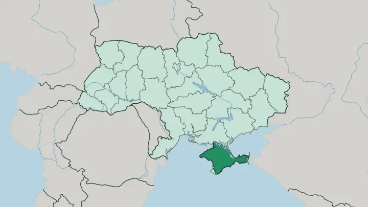 Map of Autonomous Republic of Crimea in Ukraine