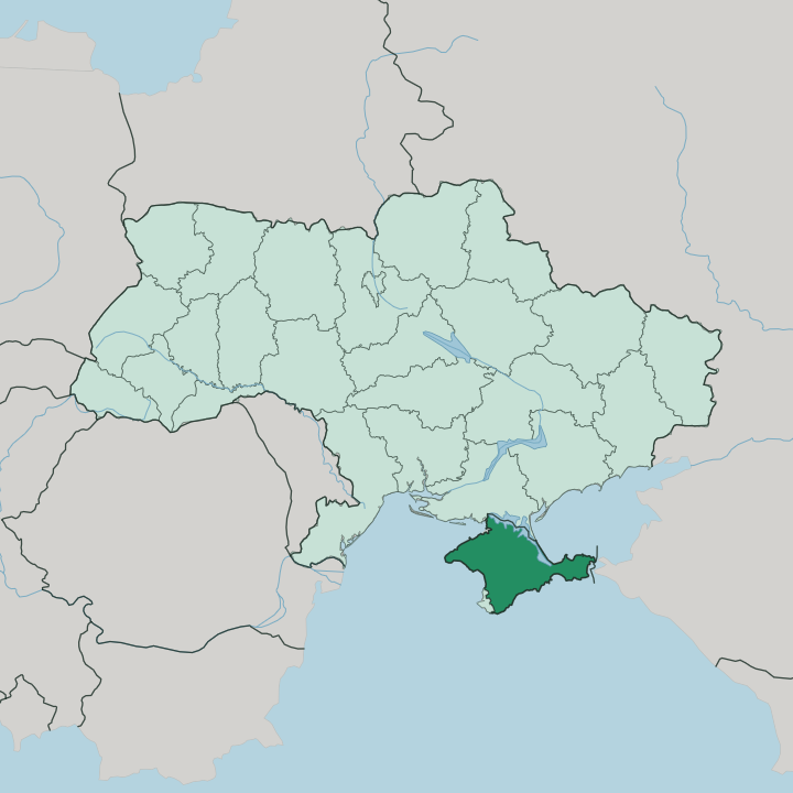 Map showing Autonomous Republic of Crimea — In Ukraine