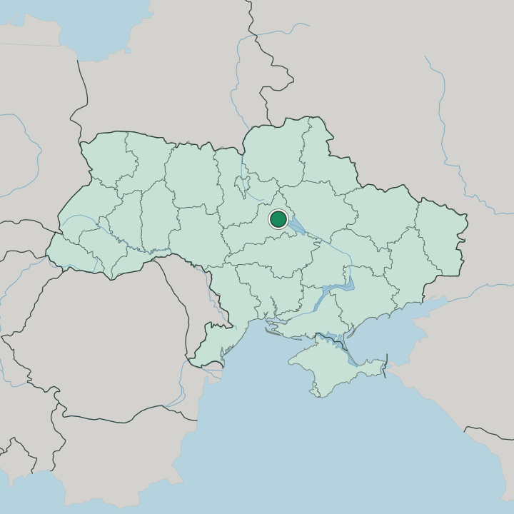 Map showing Cherkasy — In Ukraine