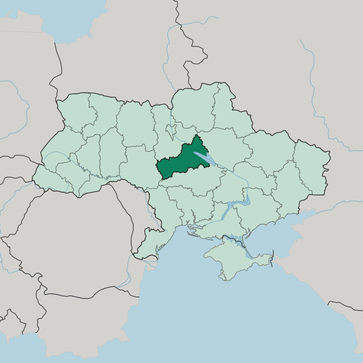 Map showing Cherkasy Oblast — In Ukraine
