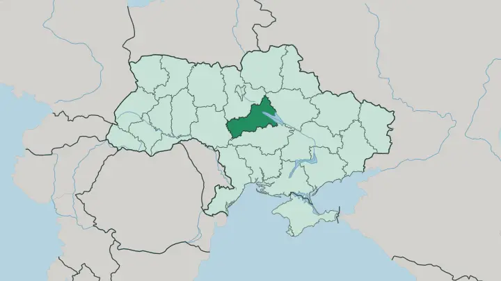 Map of Cherkasy Oblast in Ukraine