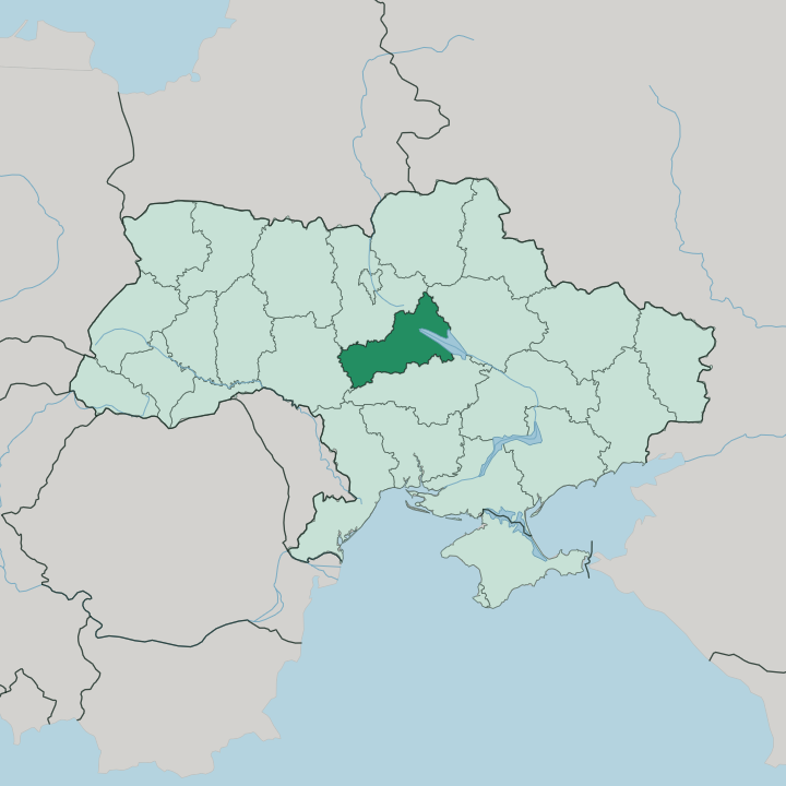 Map showing Cherkasy Oblast — In Ukraine