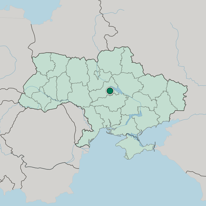 Map showing Smila — In Ukraine