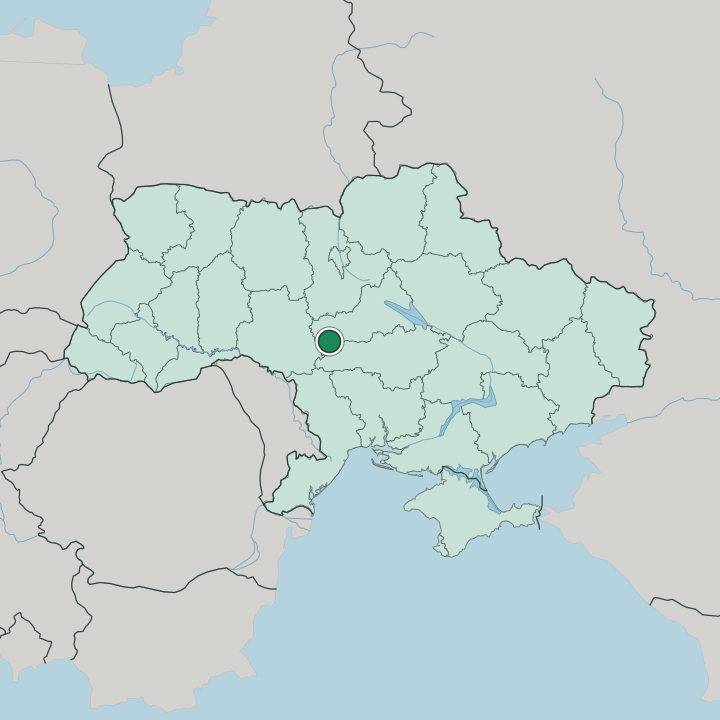 Map showing Uman — In Ukraine