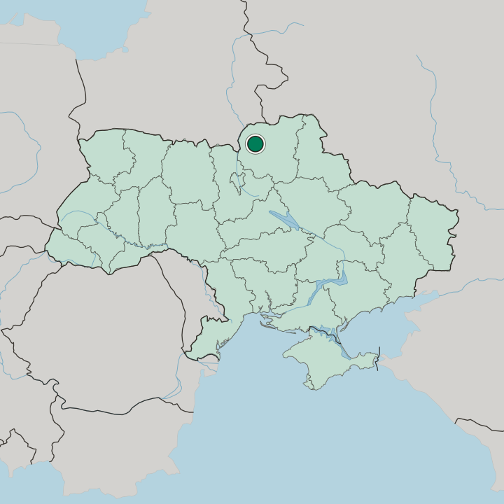 Map showing Chernihiv — In Ukraine