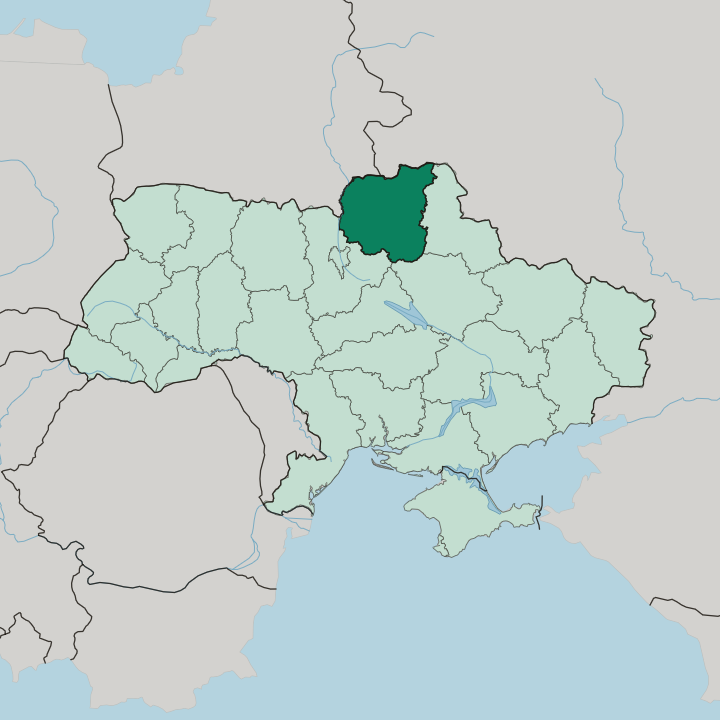 Map showing Chernihiv Oblast — In Ukraine