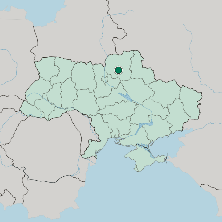 Map showing Nizhyn — In Ukraine