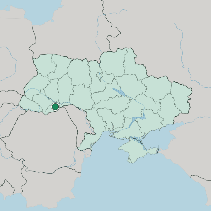 Map showing Chernivtsi — In Ukraine