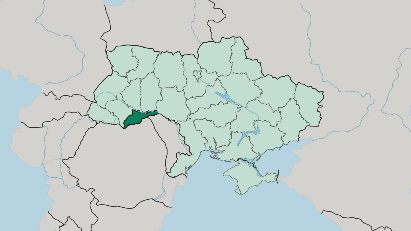 Map of Chernivtsi Oblast in Ukraine