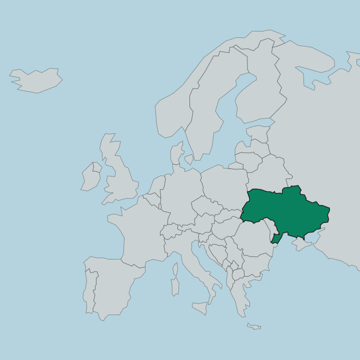 Map showing Ukraine — In Europe