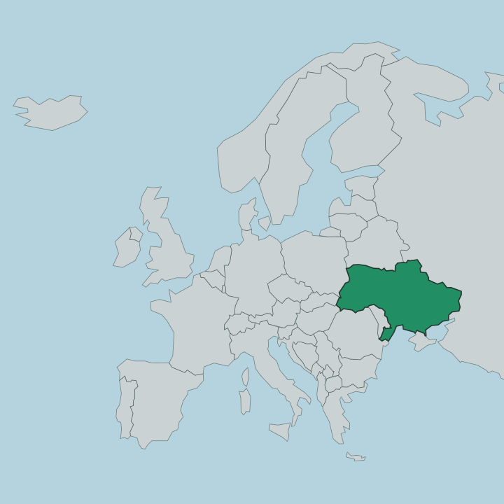 Map showing Ukraine — In Europe