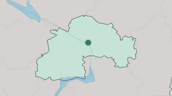 Map of Dnipro in Ukraine