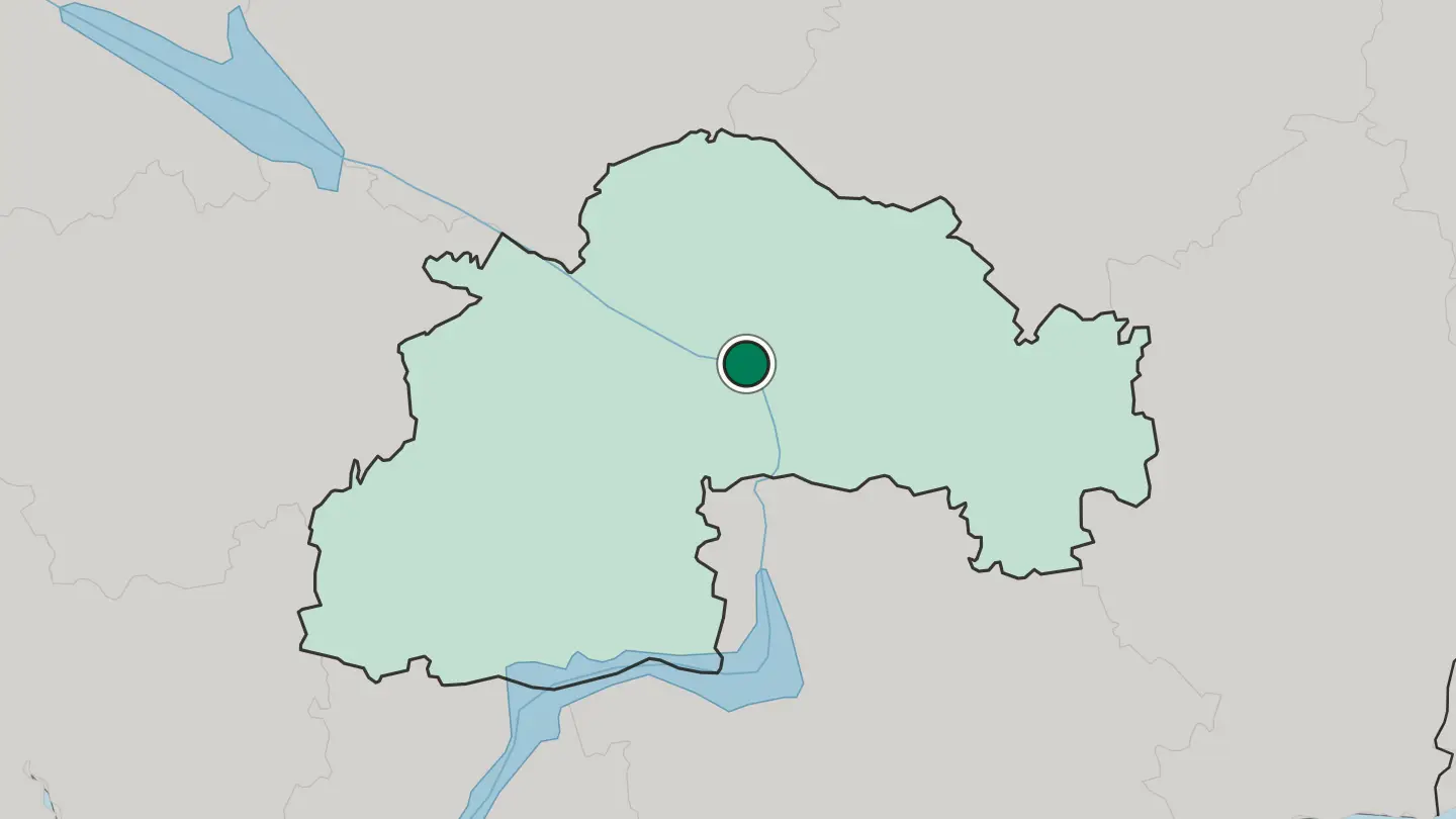 Map of Dnipro in Ukraine
