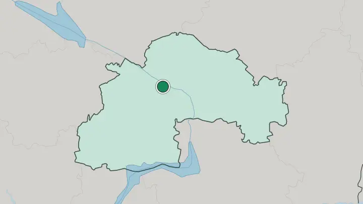 Map of Kamyanske in Ukraine