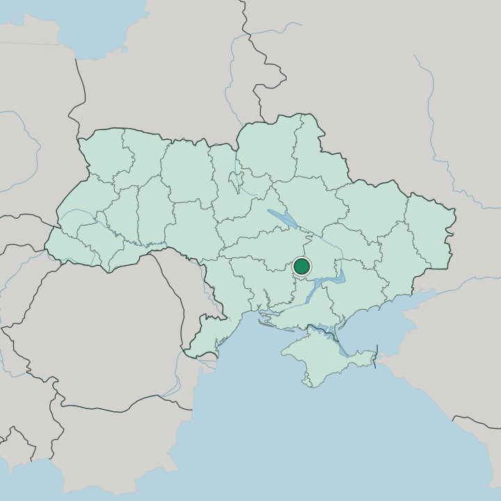 Map showing Kryvyy Rih — In Ukraine