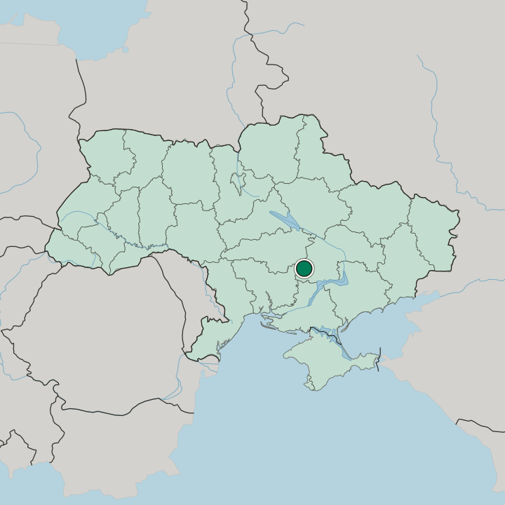 Map showing Kryvyy Rih — In Ukraine