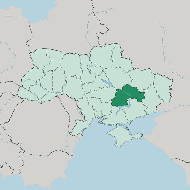 Map showing Dnipropetrovsk Oblast — In Ukraine