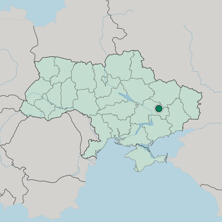 Map showing Pavlohrad — In Ukraine