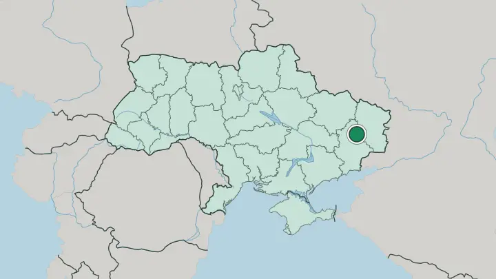 Map of Bakhmut in Ukraine