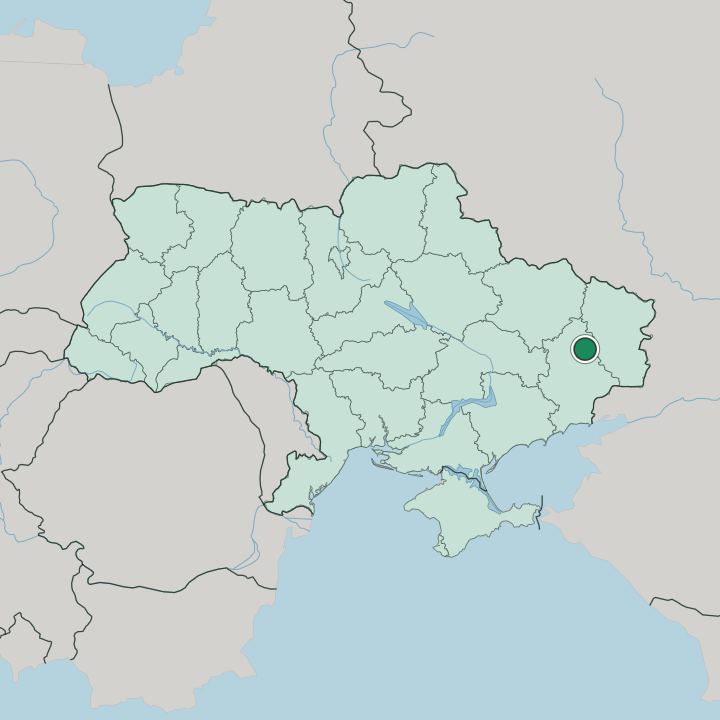 Map showing Bakhmut — In Ukraine
