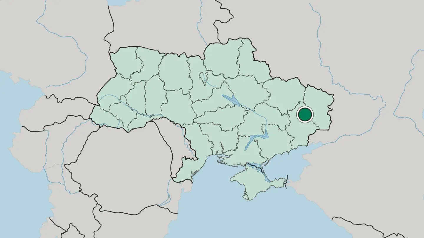 Map of Bakhmut in Ukraine