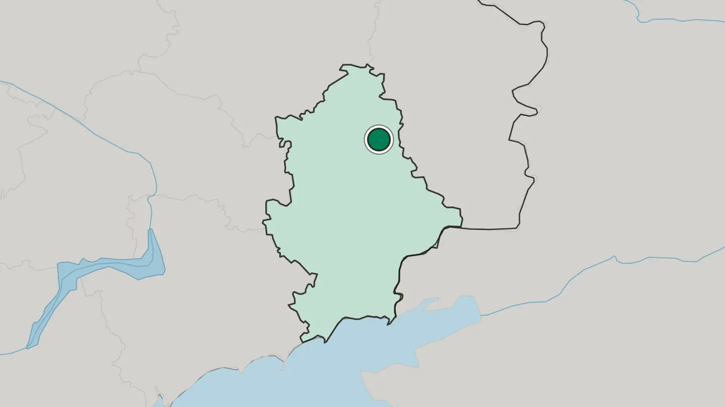 Map of Bakhmut in Ukraine