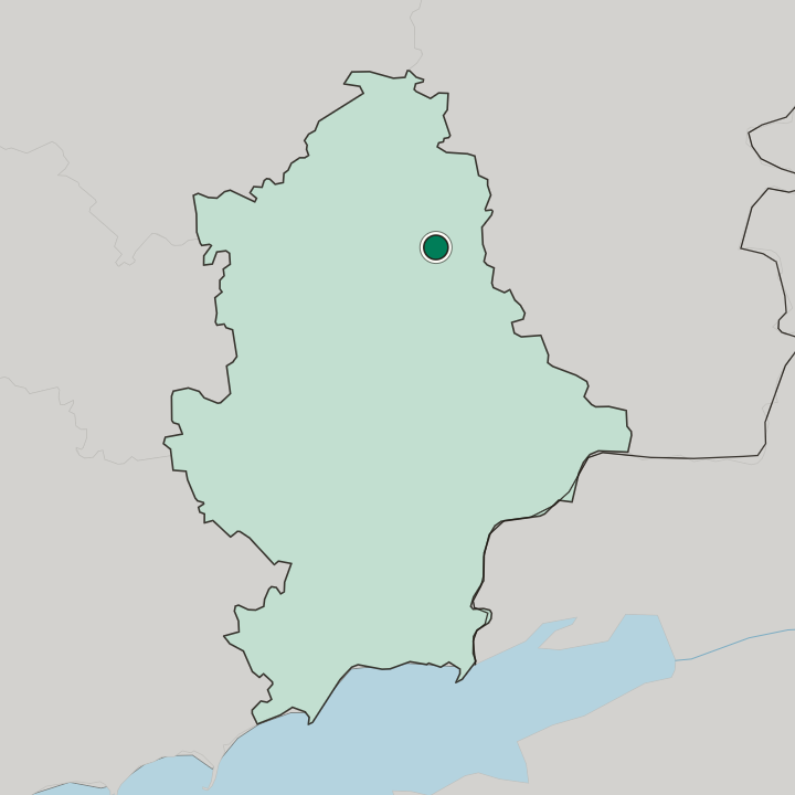 Map showing Bakhmut — In Donetska Oblast